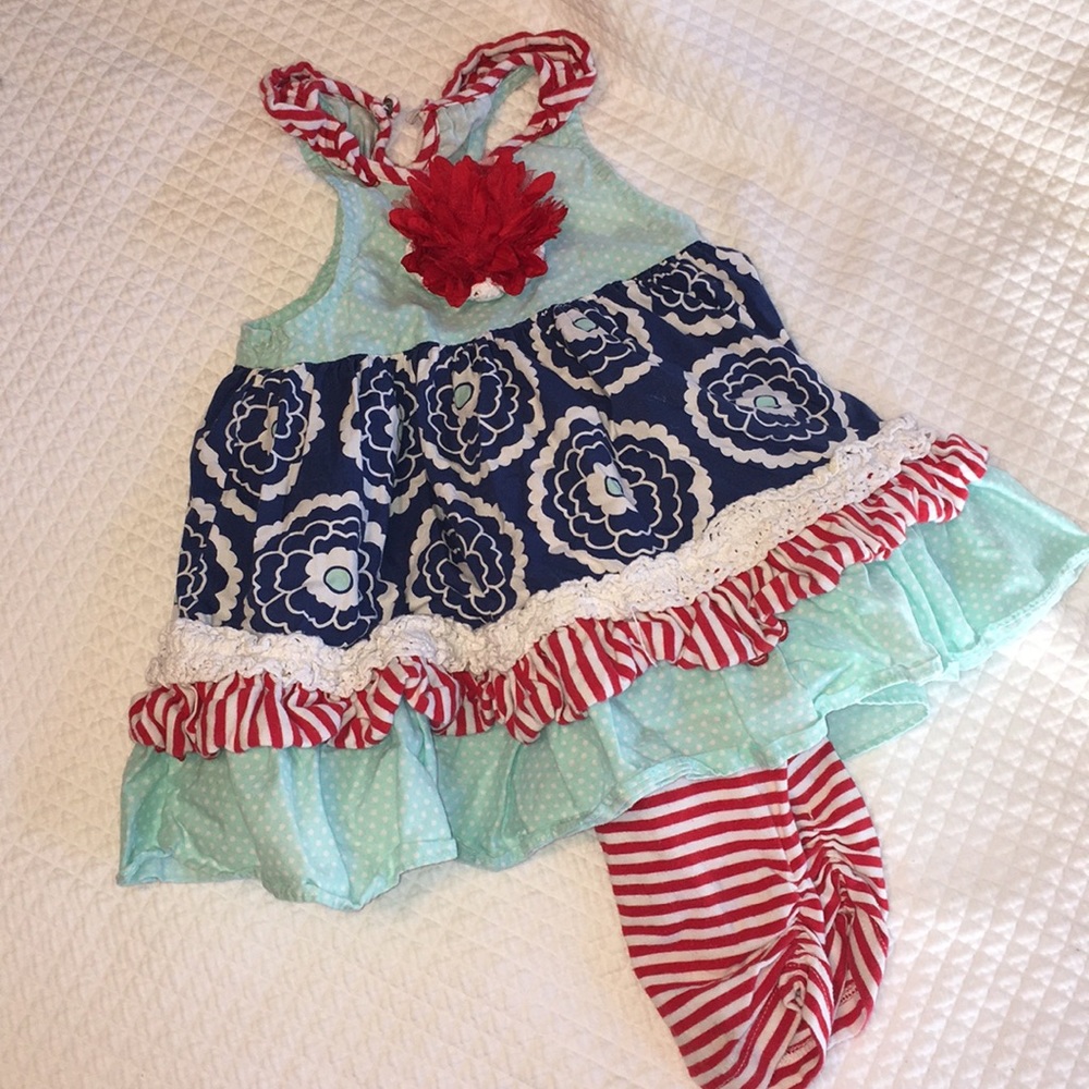Red White and Blue 2 piece Ruffle Set